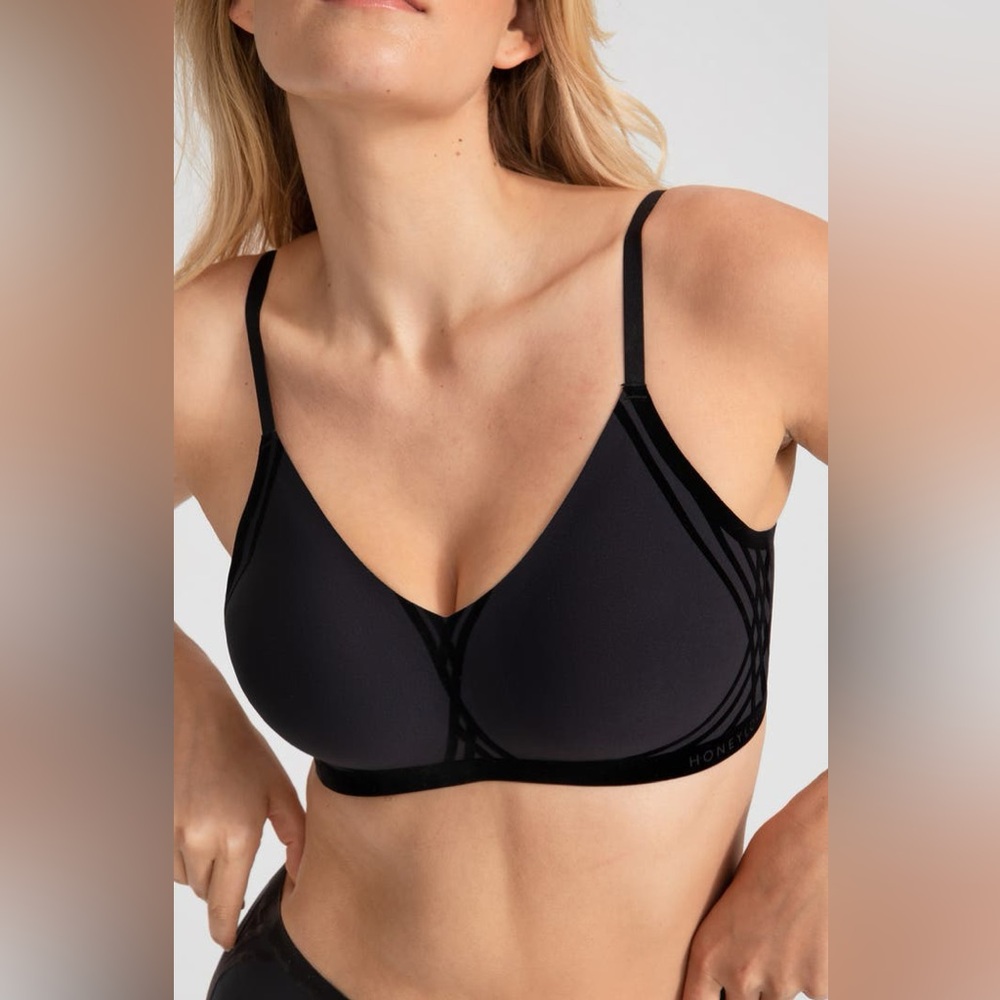 Honeylove Silhouette Wireless Seamless Bra In‎ Black Vamp Size Large